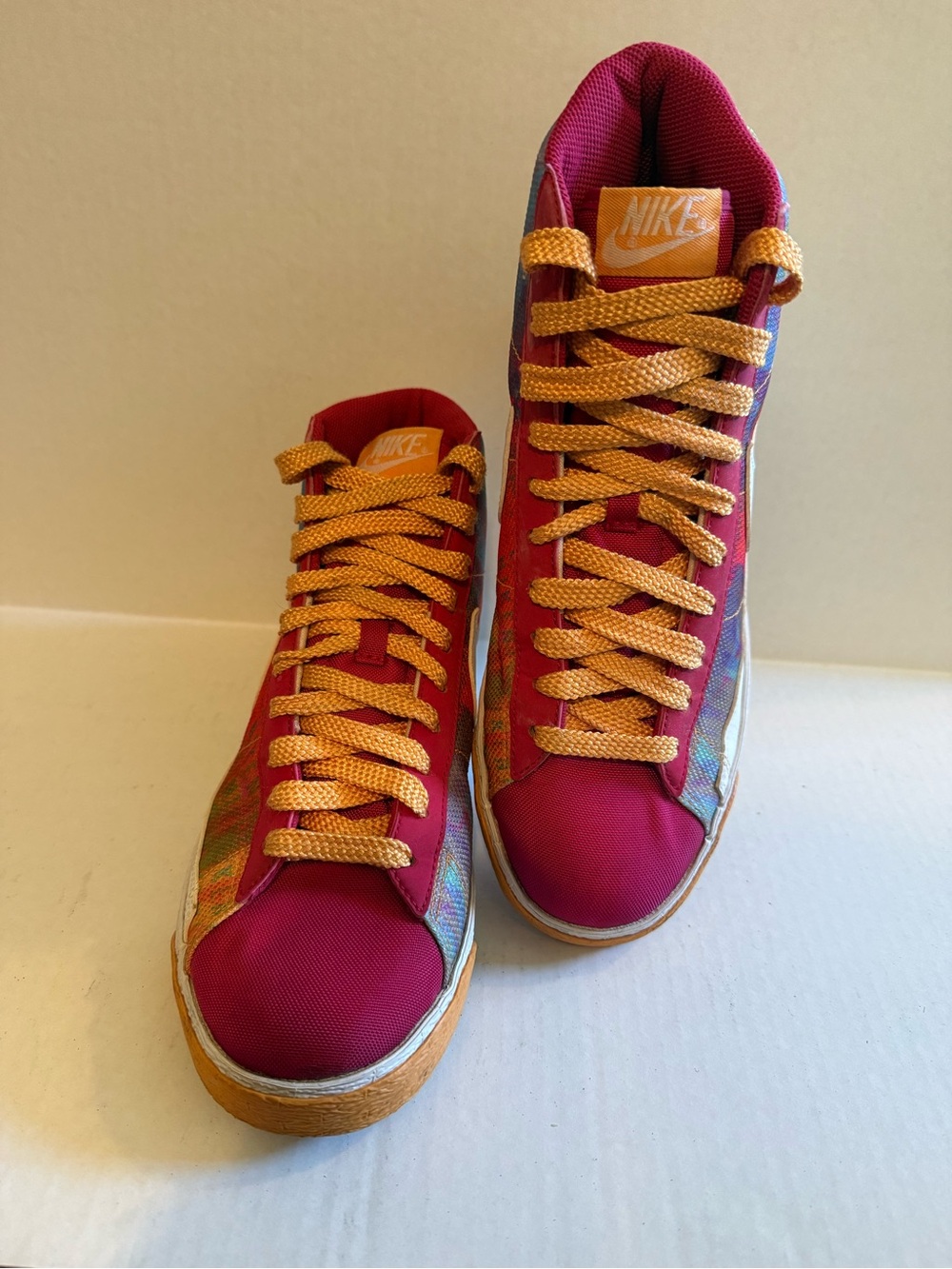 Nike Multicolor High-Top Sneakers with White Swoosh and Orange Accents - Picture 10 of 14